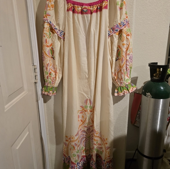 FARM Rio Anthropologie Embroidered Peasant Maxi Dress M - Picture 7 of 7